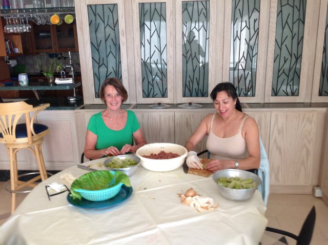 Nito and I making the cabbage rolls