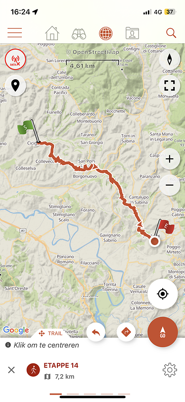 Etappe 14 Cicignano - Poggio Mirteto 23km 550hm.