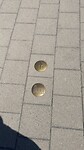 Bronzen aanduiding Pelgrimsweg in Nieuwpoort.