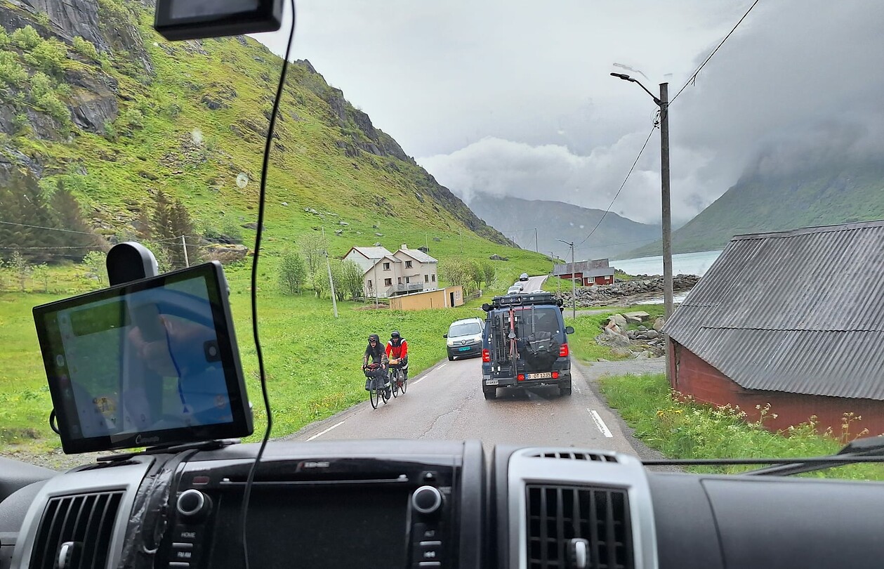Fietsers in de regen