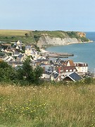 De kliffen bij Arromanches-les-Bains