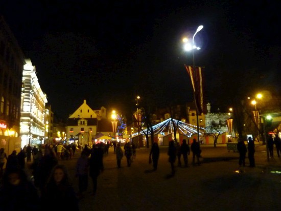 Riga square by night