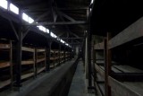Sleeping bunks for up to 500 people in wooden stables in Birkenau
