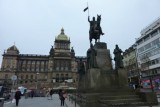 Statue of Saint Wenceslas in front of National Museum closed building
