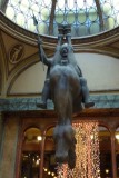 Statue of Saint Wenceslas on upside down horse by David Černý