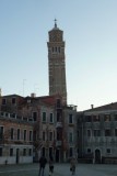 Skewed church tower