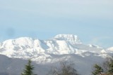 Snowtopped peak of mountain Lovćen near Cetinje