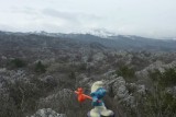 Smurf passing through Montenegran mountains