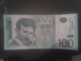 Banknote of 100 dinar with Nicola Tesla