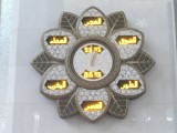 Inside grand mosque: clock with prayer times