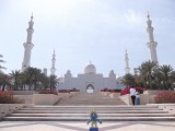 Smurf posing in front of Grand mosque
