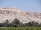 Fertile land of Westbank of Luxor with behind mountains with tombs