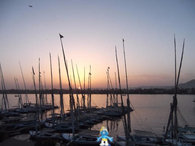 Smurf during sunset along the river Nile