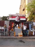Juice stall with Egyptian flag and President Abdel Fattah el-Sisi