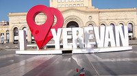 Smurf walking in the streets of Yerevan