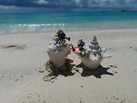 Smurfs on a beach in Anguilla