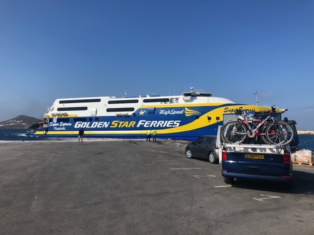 Taking a van to take a boat to Paros