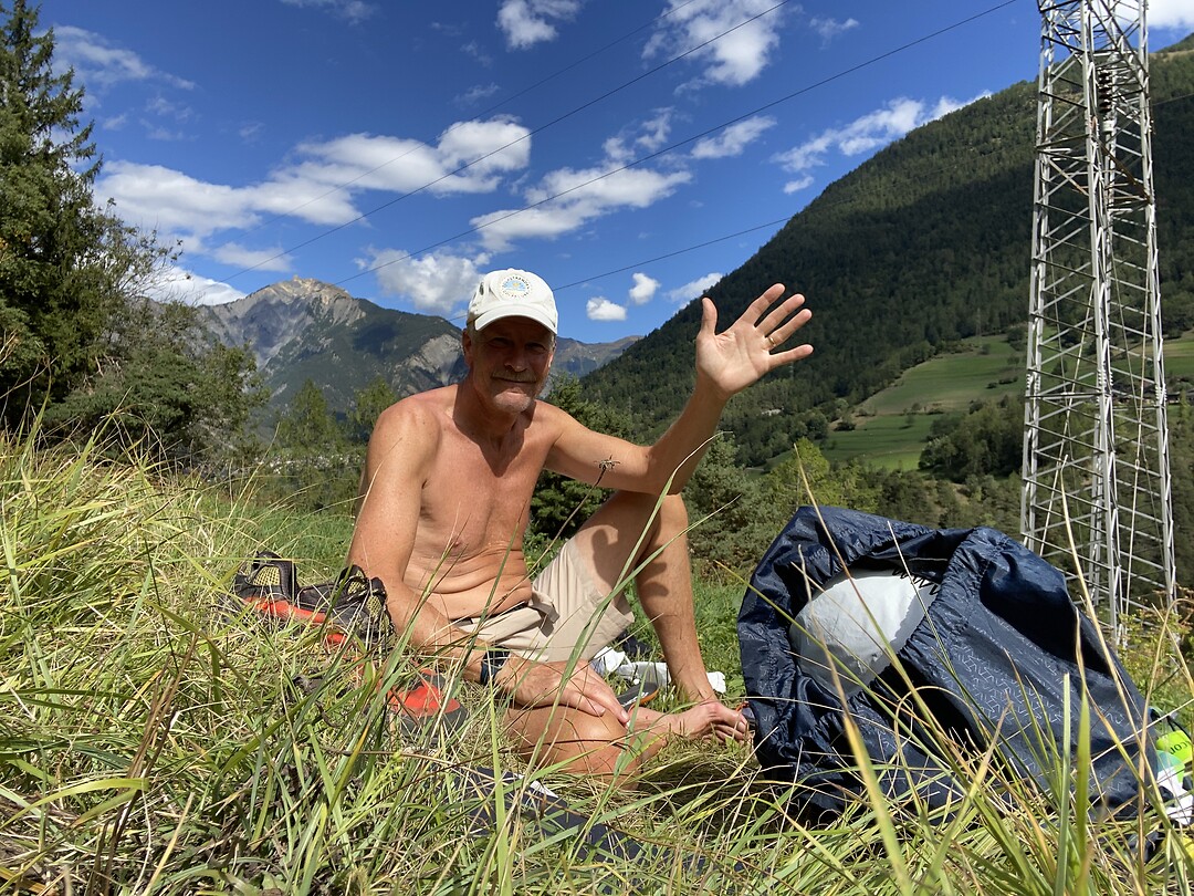 First selfie during a break en route to Orsieres