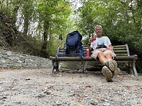 A seldom bench along the route means a break!