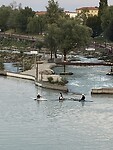 Cross padling in the river Dora, Ivrea