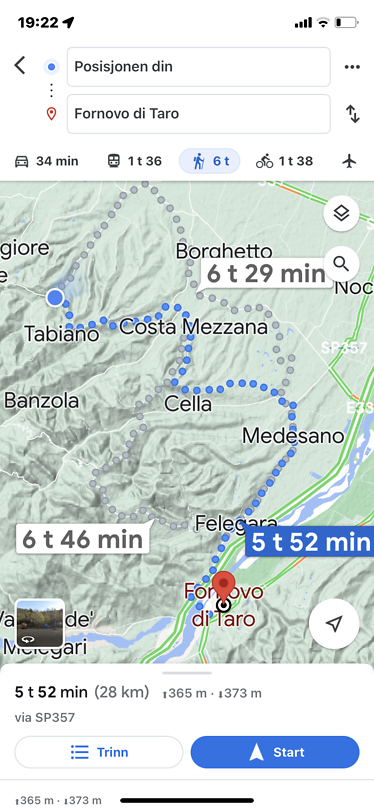 Deviation of the route to Forvono
