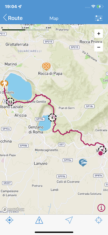 Route from Castel Gandolfo to Velletri