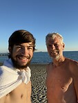 Leonardo and me taking a first dive in the Med