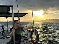 Onderweg naar de haven na een wedstrijddag