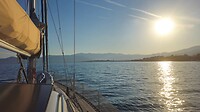 Voor anker bij Pythagorion, Samos