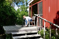 op de veranda