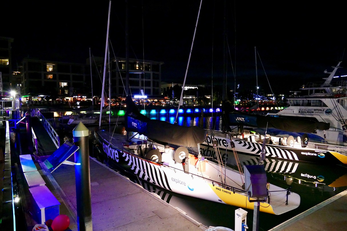 Viaduct harbour in Auckland by night