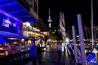 Viaduct harbour in Auckland by night