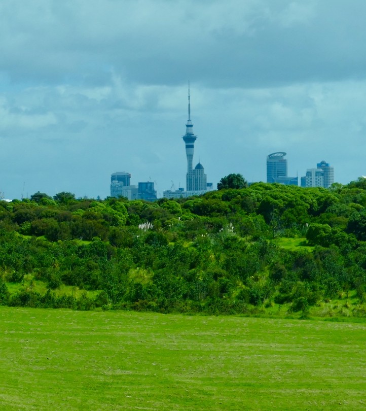 Vanaf de heuvel Bastion Point heb je een mooi uitzicht op Auckland