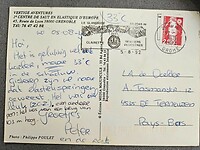 274. Ansichtkaart bungeejumpen 1992 achterkant