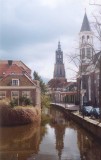 'Lange Jan' en (inmiddels) afgebrande 'Elleboogkerk'
