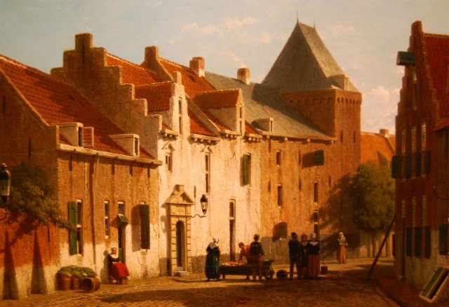 Gezicht op de Muurhuizen bij de Dieventoren (voor 1864)
