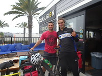 The crew of bikereligion in Dana Point building me a new backwheel