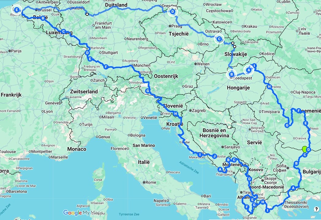 volledige route in kaart