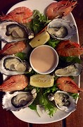 Oesters en tijger garnalen