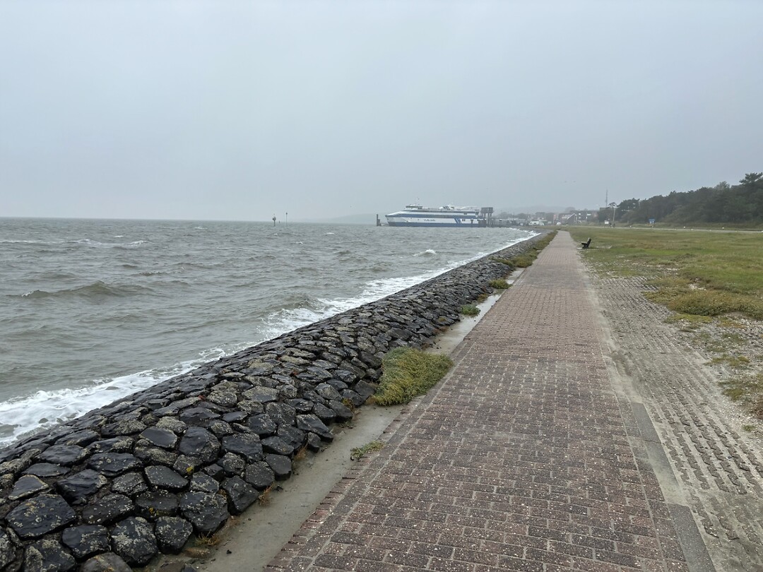Sombere wadkant met de boot