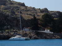Catamaran en het kerkje St. Paul!