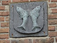 Het wapen van Woudrichem! Twee Zalmen!