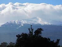 Uitzicht op de besneeuwde Etna vanaf de Camperplaats…..