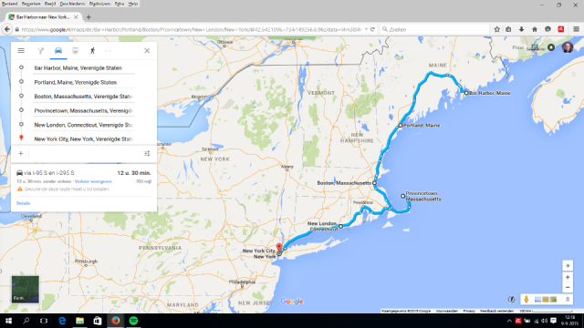 route Bar Harbour New York