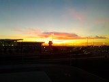 Vliegveld Porto in avondrood