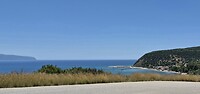 zuidpunt bij Skala met links in de verte het eiland Zakynthos