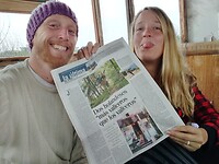 Where is the newspaper?