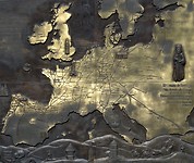 koperen plaat met alle routes naar santiago in europa