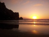 Zonsondergang bij Morro Bay Rock