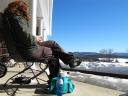 enjoying book and sun @ the Main House